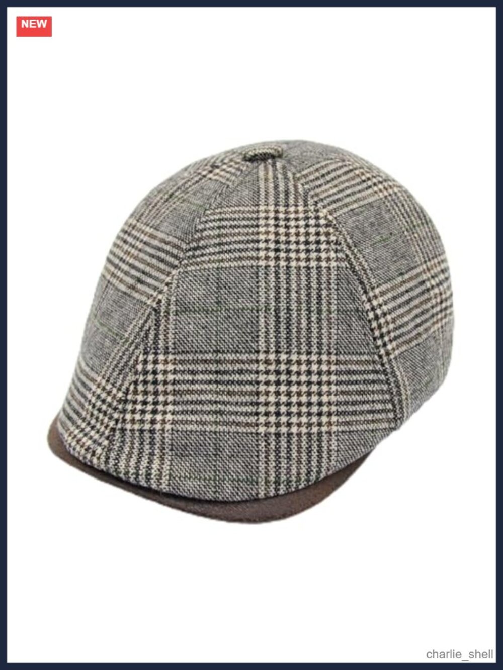 Wool Blend Newsboy Flat Cap Vintage Leather Peak Adjustable Hat